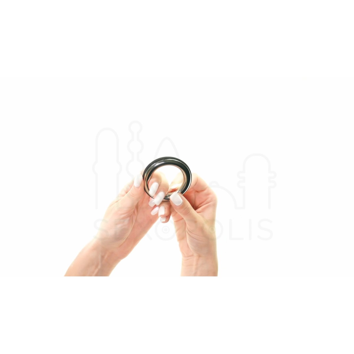 Μεταλλικό Δαχτυλίδι με Μαύρη Ρίγα Metal Cazzo Cock Ring with Black Stripe 40mm - Μαύρο by Sexopolis