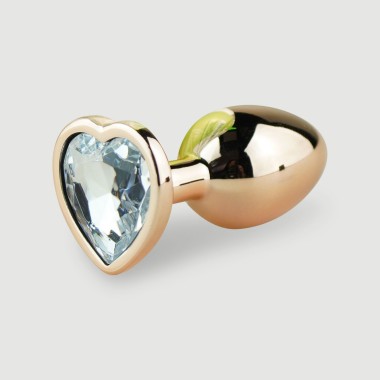 Anal Collection Small Metal Butt Plug with Heart Jewel - Pink/Transparent