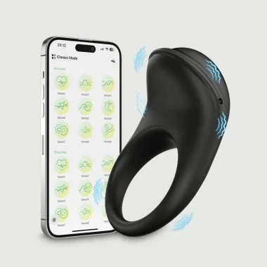 Dolphin App Based Silicone Cock Ring - Black