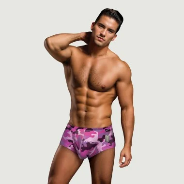 Ανδρικό Μποξεράκι Camo Trunks With Dog Tag - Ροζ