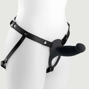 H1 Hollow Small Silicone Strap On with Harness - Black