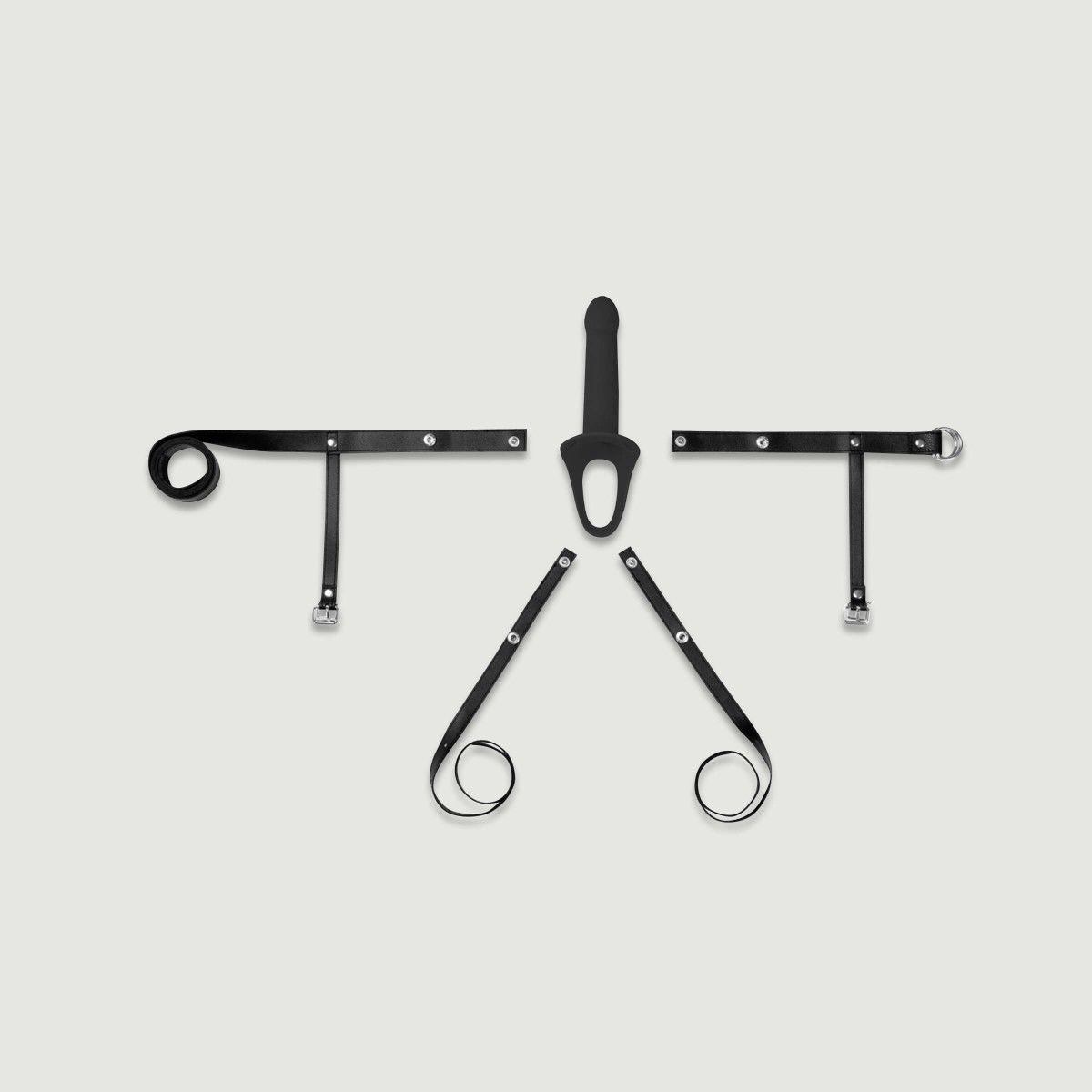 H1 Hollow Small Silicone Strap On with Harness - Black by Sexopolis