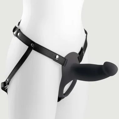 H2 Hollow Large Silicone Strap On with Harness - Black