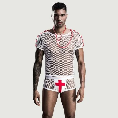 Ανδρική Στολή Νοσοκόμος Sexy Nurse Assistant Costume 4 Piece - Λευκή