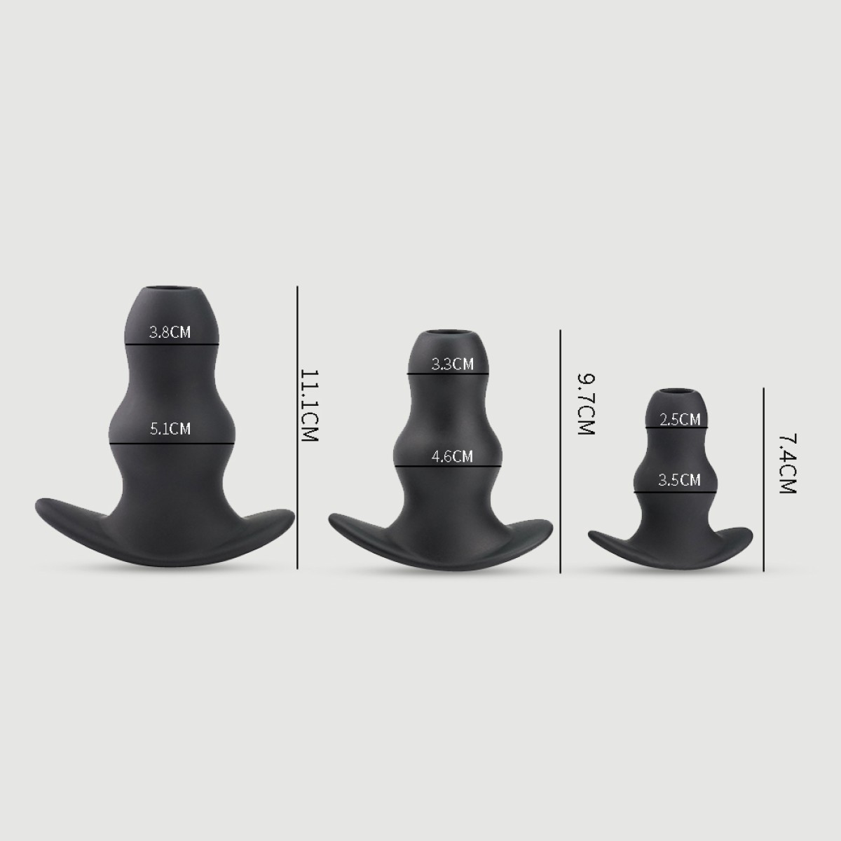 No.3 Large Silicone Hollow Butt Plug - Black by Sexopolis