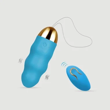 Ασύρματος Δονητής Σιλικόνης με Ραβδώσεις Baloo Ribbed Silicone Remote Controlled Vibrator - Γαλάζιο