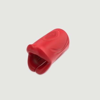 The Tight Grip Silicone Ribbed Male Vibrating Masturbator - Red