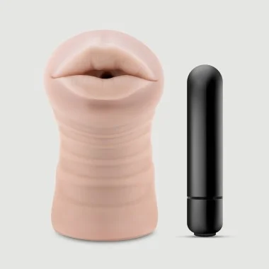 Blush Enlust Nicole Ribbed & Vibrating Mouth Masturbator - Flesh