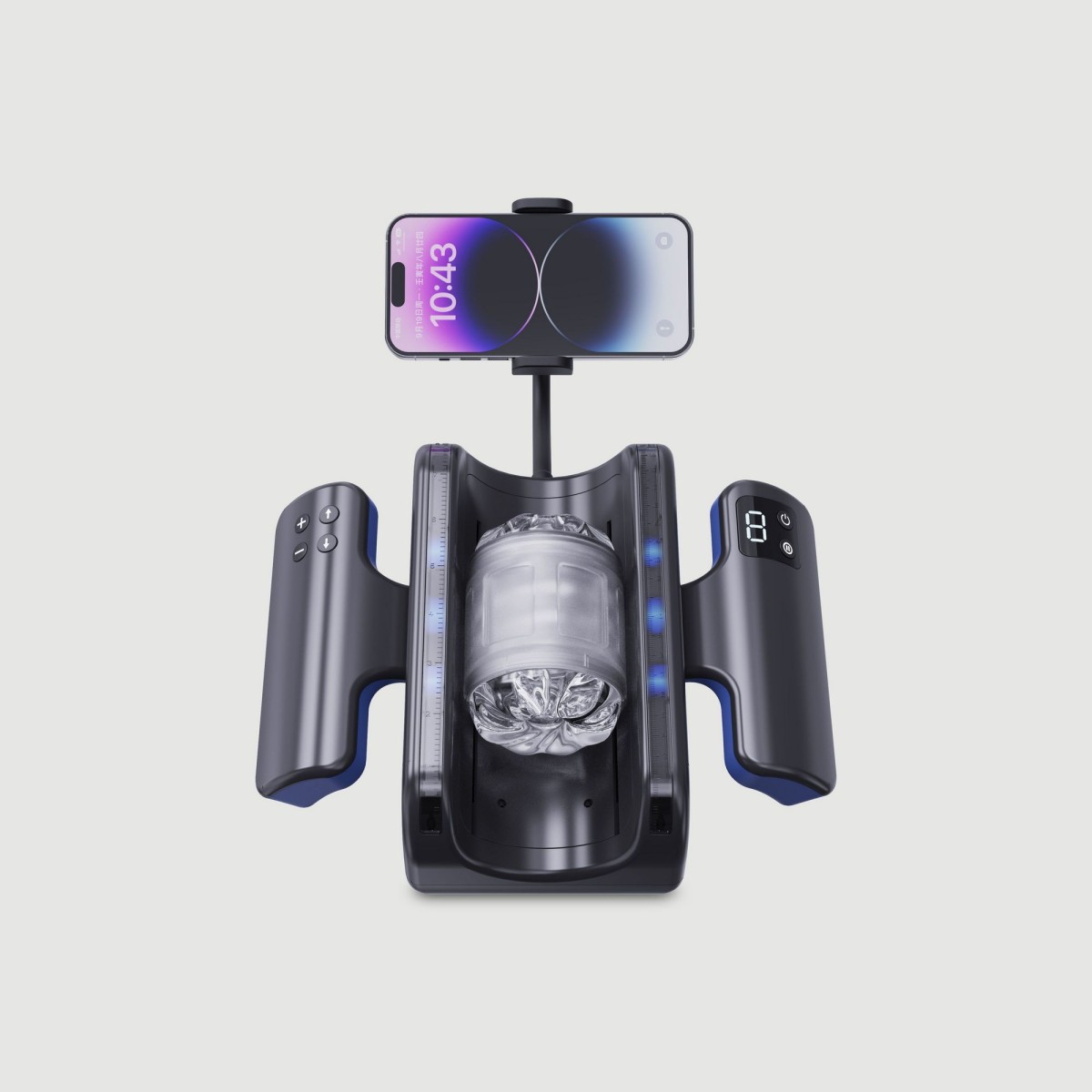 Παλινδρομικό Αυνανιστήρι 9 Ταχυτήτων Με Λαβή & Θήκη Για Κινητό Handheld 9 Function Thrusting Male Masturbator With Phone Holder - Μαύρο by Sexopolis