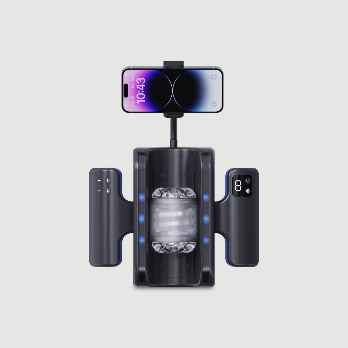 Παλινδρομικό Αυνανιστήρι 9 Ταχυτήτων Με Λαβή & Θήκη Για Κινητό Handheld 9 Function Thrusting Male Masturbator With Phone Holder - Μαύρο by Sexopolis