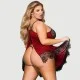 Plus Size Σέξι Διαφανές Σετ Babydoll Με Δαντέλα & Άνοιγμα Πλάτης Sexy Splicing Sheer Eyelash Trim Lace Back Split Babydoll Set With Underwire – Κόκκινο by Sexopolis