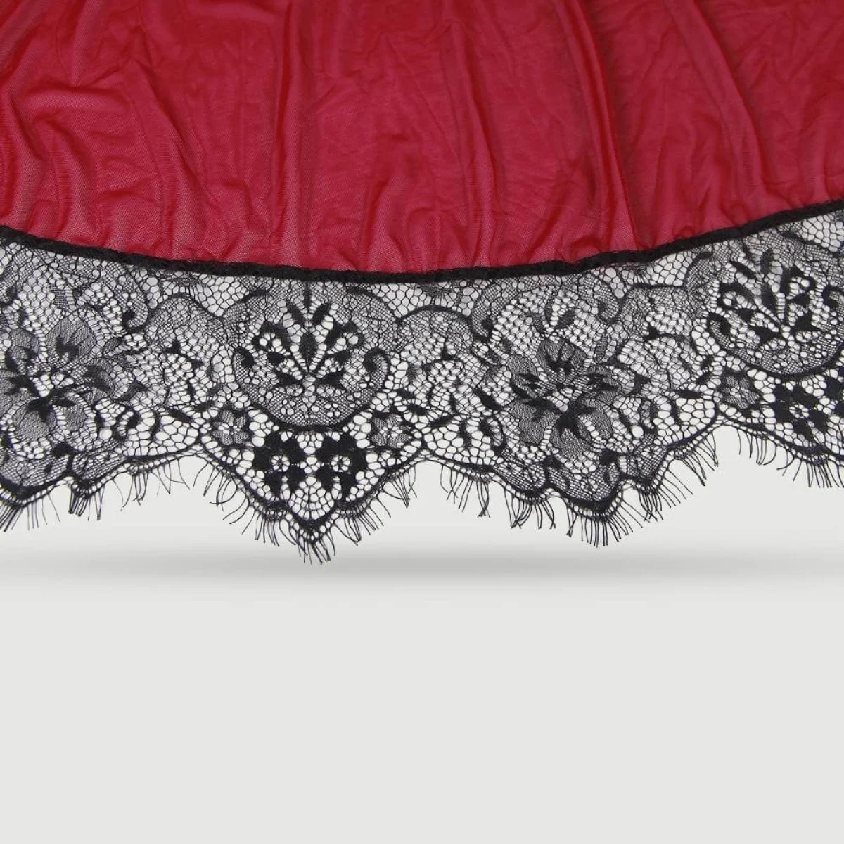 Plus Size Σέξι Διαφανές Σετ Babydoll Με Δαντέλα & Άνοιγμα Πλάτης Sexy Splicing Sheer Eyelash Trim Lace Back Split Babydoll Set With Underwire – Κόκκινο by Sexopolis