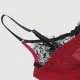 Plus Size Σέξι Διαφανές Σετ Babydoll Με Δαντέλα & Άνοιγμα Πλάτης Sexy Splicing Sheer Eyelash Trim Lace Back Split Babydoll Set With Underwire – Κόκκινο by Sexopolis