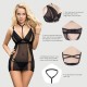 Elegant Lace Hanging Neck Perspective Sexy Babydoll - Μαύρο by Sexopolis