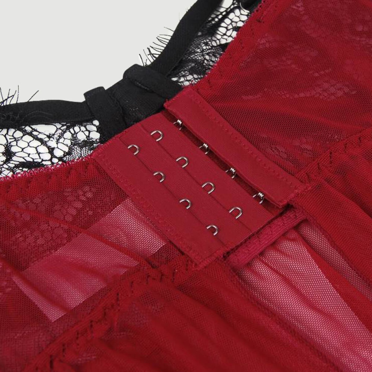 Σέξι Διαφανές Σετ Babydoll Με Δαντέλα & Άνοιγμα Πλάτης Sexy Splicing Sheer Eyelash Trim Lace Back Split Babydoll Set With Underwire – Κόκκινο by Sexopolis