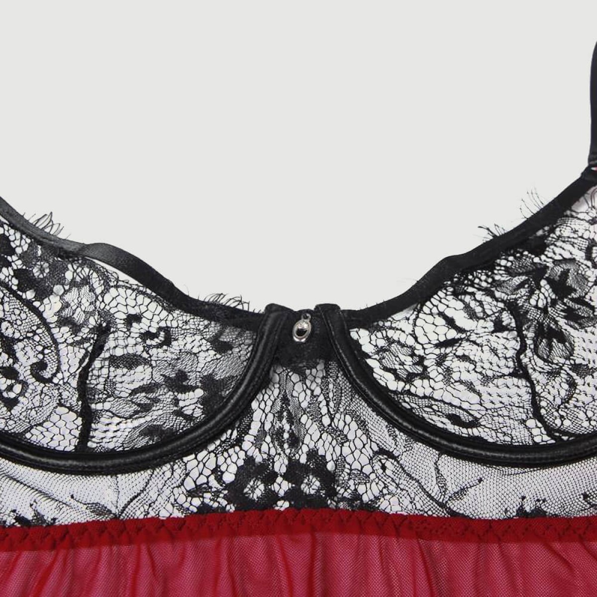 Σέξι Διαφανές Σετ Babydoll Με Δαντέλα & Άνοιγμα Πλάτης Sexy Splicing Sheer Eyelash Trim Lace Back Split Babydoll Set With Underwire – Κόκκινο by Sexopolis