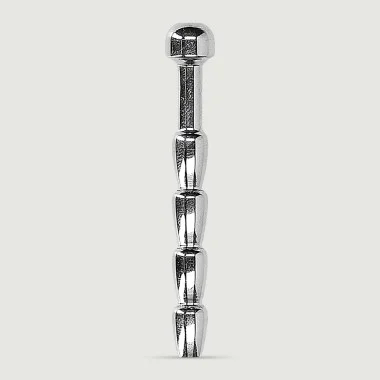 Ribbed Hollow Sounding Penis Plug 6 mm - Silver