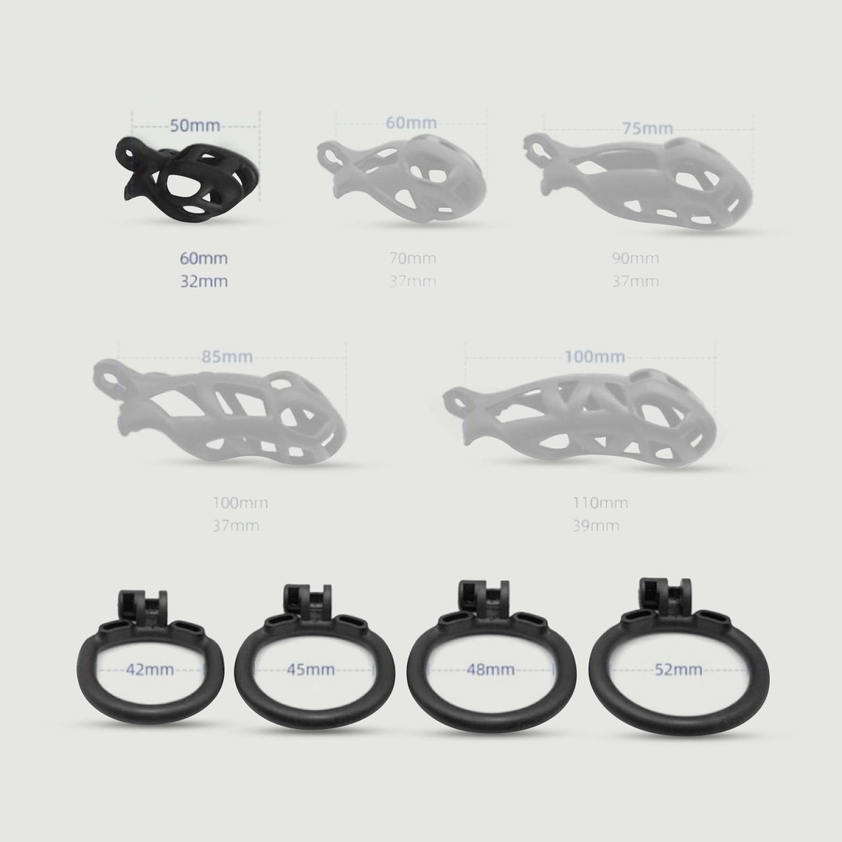 Solid Aspic Chastity Cage 5 x 3,2 cm - Black by Sexopolis