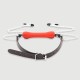 Silicone Bone Gag With Nipple Clamps – Red by Sexopolis