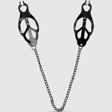 No. 30 Alligator Nipple Clamps With Chain - Black