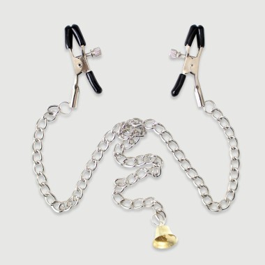 Nipple Clamps With Chain & Bell – Silver
