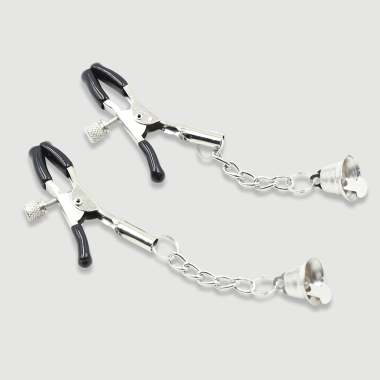 Nipple Clamps With Chain & Metal Bells – Silver