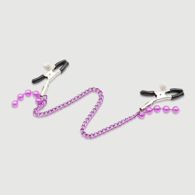 Nipple Clamps With Chain & Beads – Purple