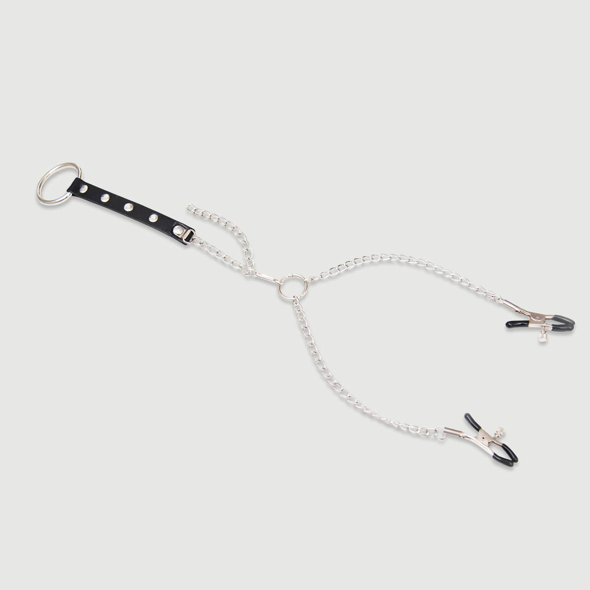 Nipple Clamps With Chains & Penis Ring – Silver by Sexopolis
