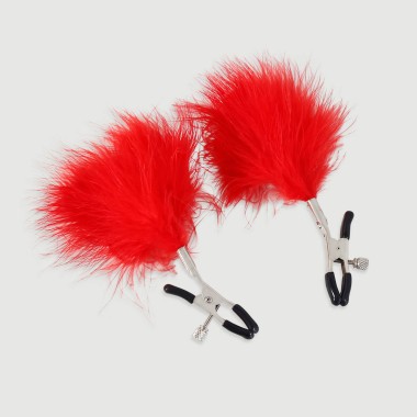 Nipple Clamps With Feathers – Red
