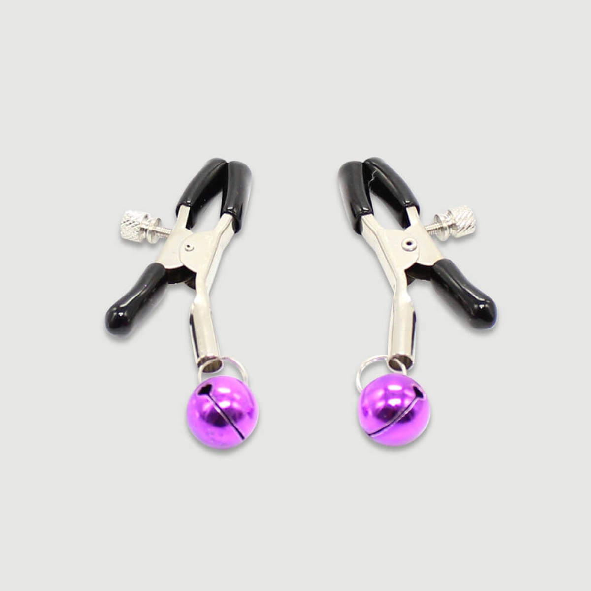Nipple Clamps With Metal Bells – Silver/Purple by Sexopolis