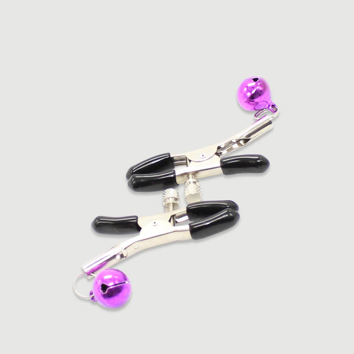 Nipple Clamps With Metal Bells – Silver/Purple by Sexopolis