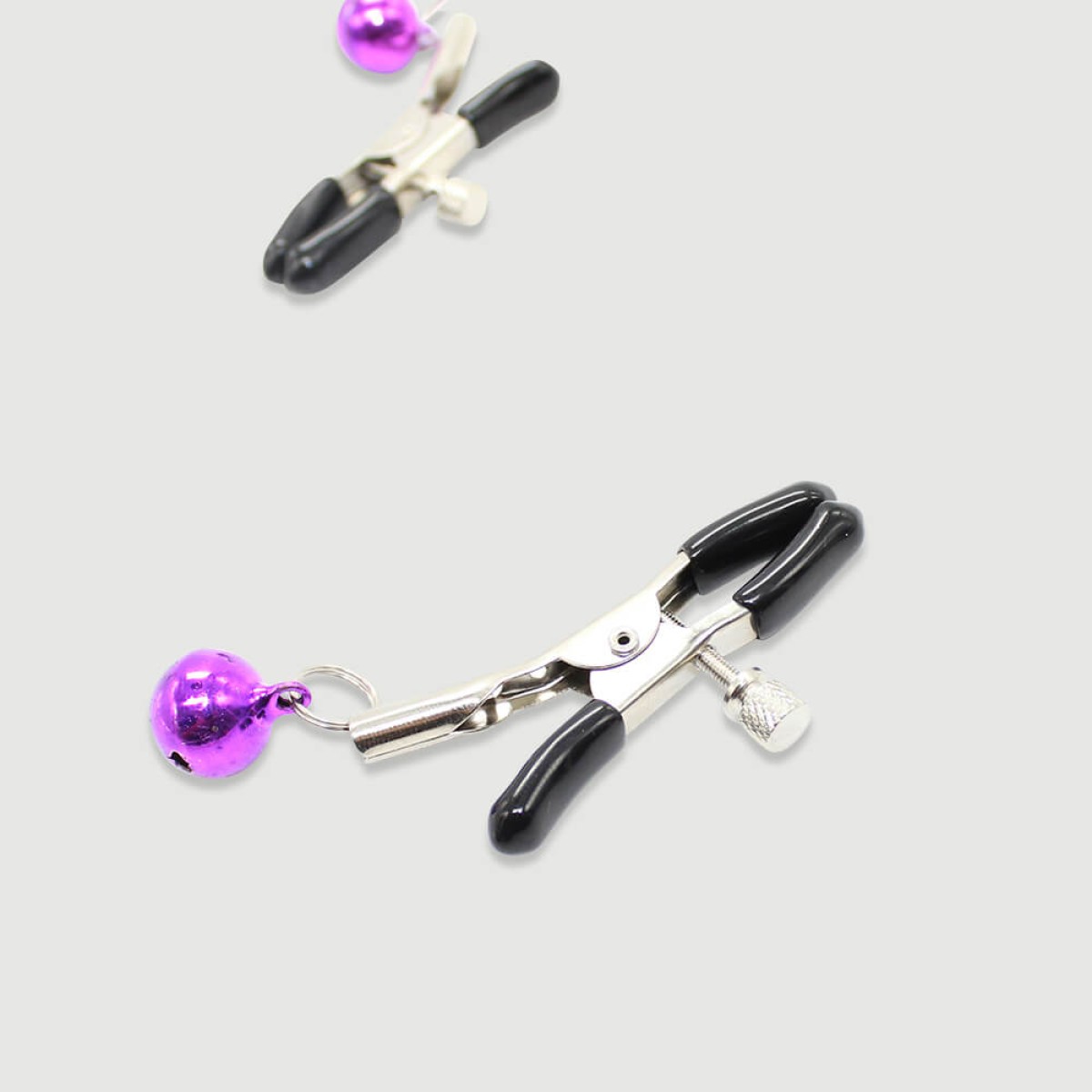 Nipple Clamps With Metal Bells – Silver/Purple by Sexopolis