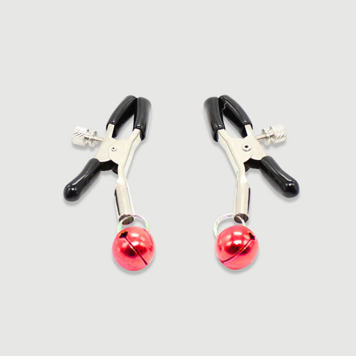 Nipple Clamps With Metal Bells – Silver/Red by Sexopolis