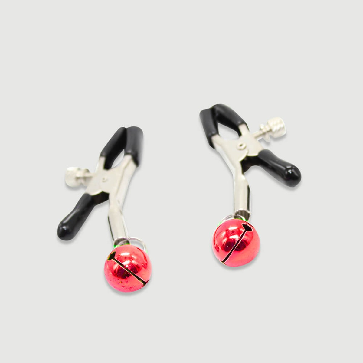 Nipple Clamps With Metal Bells – Silver/Red by Sexopolis