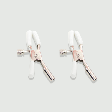 Nipple Clamps With Adjustable Metal Clip – White