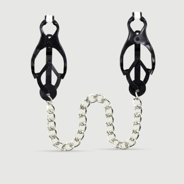 Nipple Clamps With Spring Pressure & Chain – Black