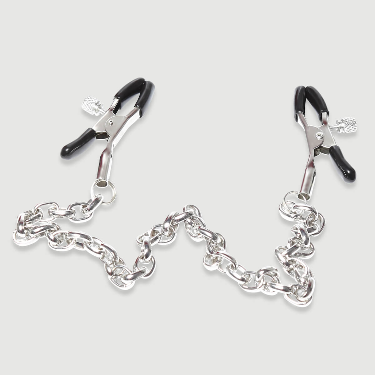 Adjustable Pressure Nipple Clamps With Metal Chain – Black/Silver by Sexopolis