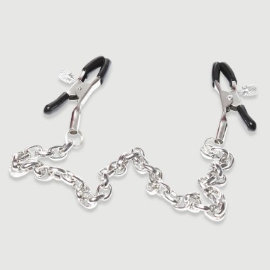 Adjustable Pressure Nipple Clamps With Metal Chain – Black/Silver