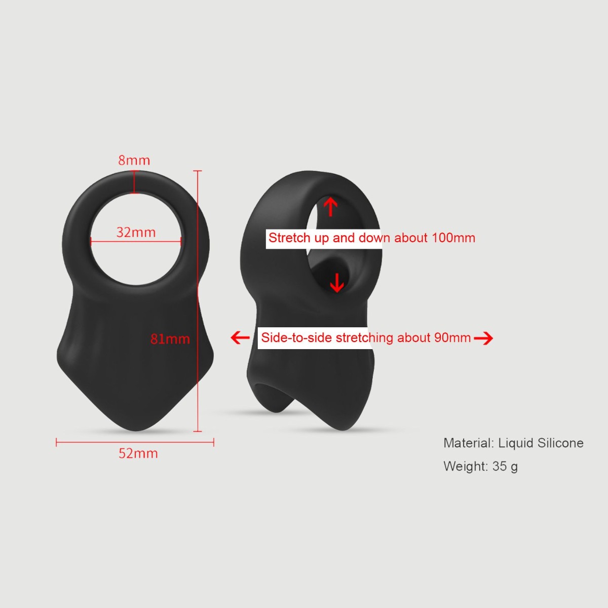 Εύκαμπτο Δαχτυλίδι Πέους & Όρχεων Σιλικόνης Flexible My Ball Bag Liquid Silicone Cock & Ball Ring - Μαύρο by Sexopolis