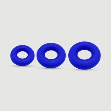 Highway Rush Liquid Silicone Flexible Cock Ring Set - Blue