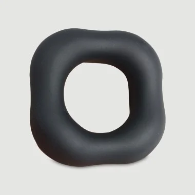 Square Donut Liquid Silicone Flexible Cock Ring 45 mm - Black