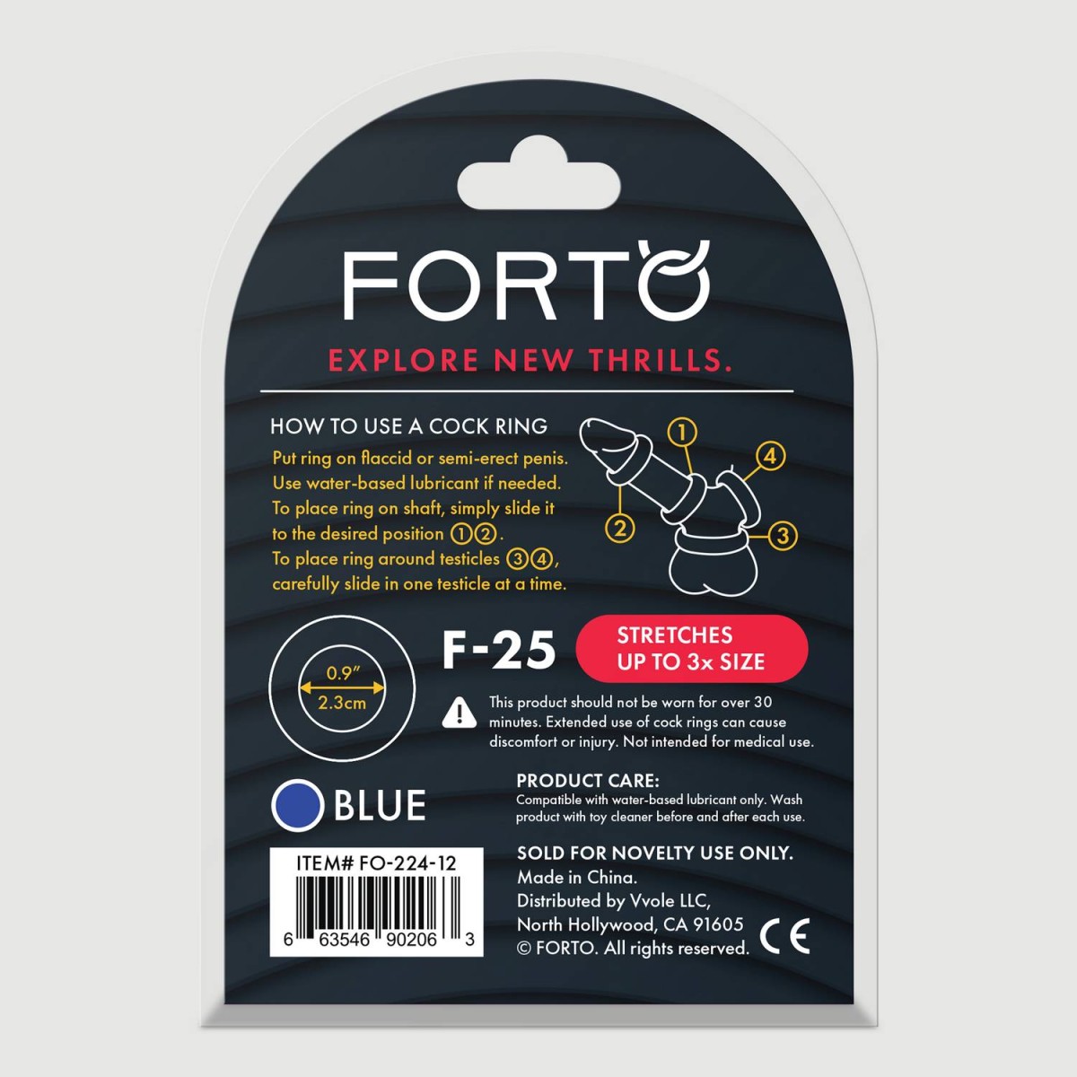Forto F-25 23 mm Rugged Silicone Cock Ring - Blue by Sexopolis