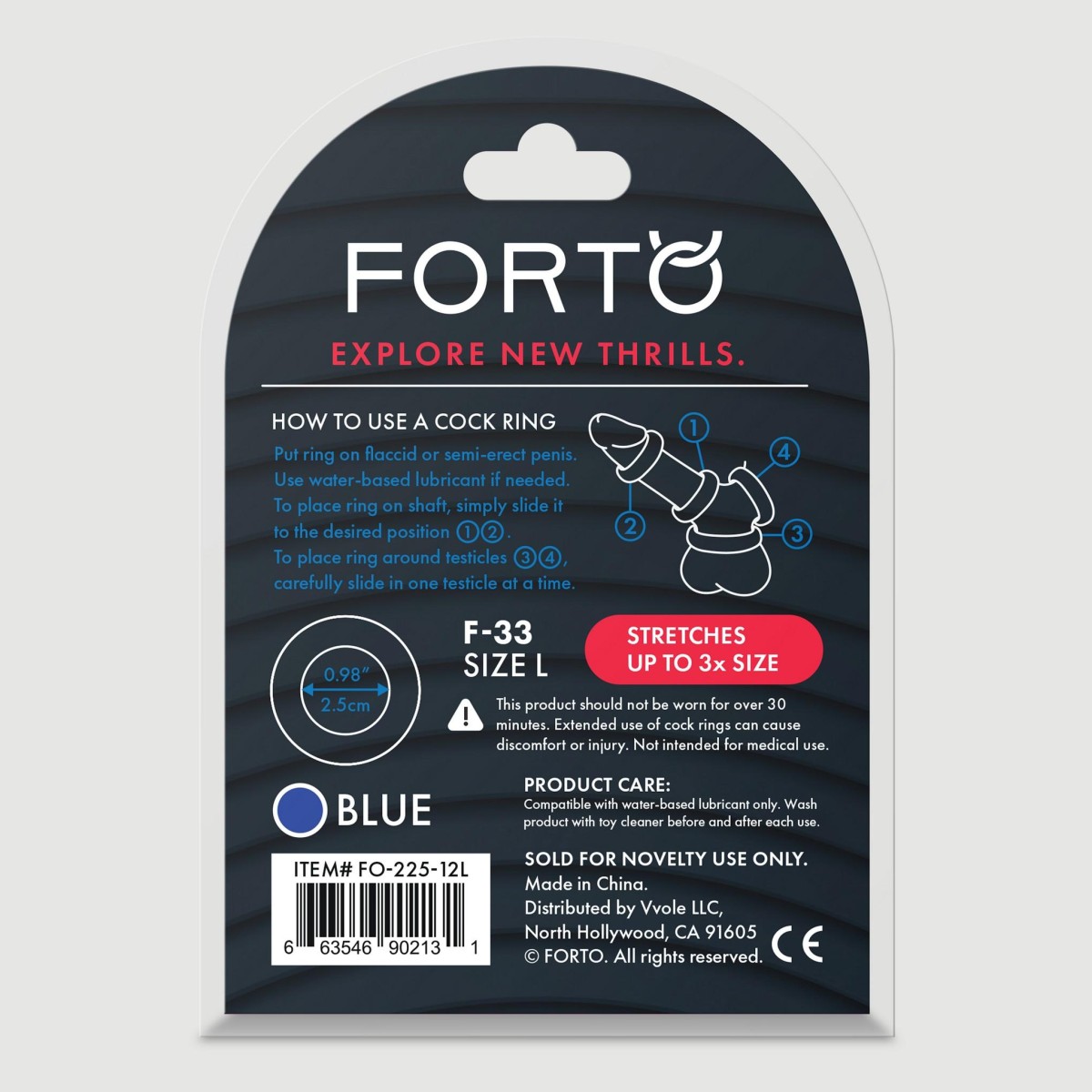 Forto F-33 25 mm Silicone Large Cock Ring - Blue by Sexopolis