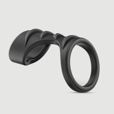 Silicone Cock Ring With Ribbed Penis Sleeve - Black
