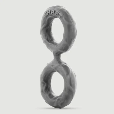 Shaft 2D Liquid Silicone Medium Double Cock & Balls Ring - Gray