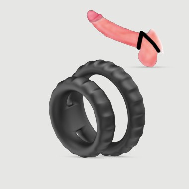 The Tyre Silicone Double Cock Ring - Black