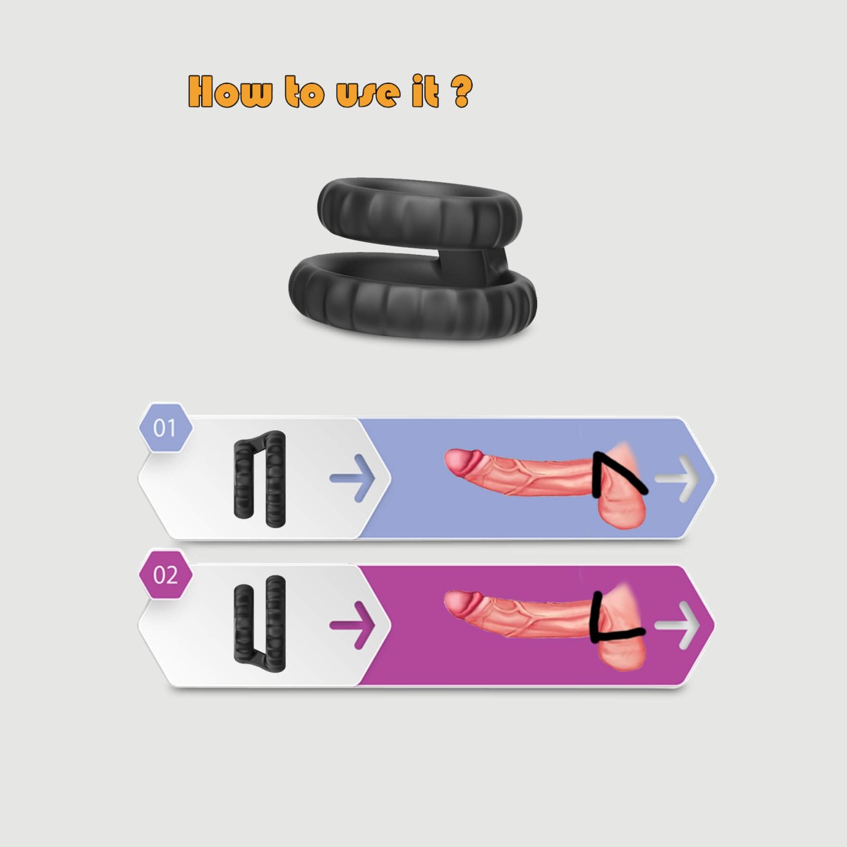 The Tyre Silicone Double Cock Ring - Black by Sexopolis