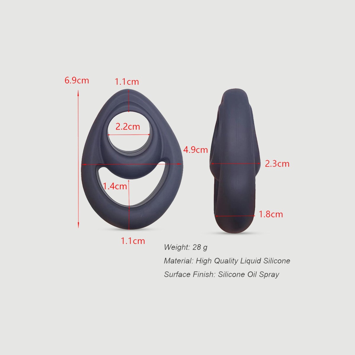 Flexible Smiley Liquid Silicone Cock Ring - Black by Sexopolis