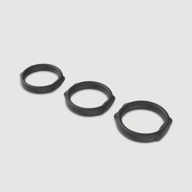 Cat Ears 3 Silicone Cock Ring Set - Black