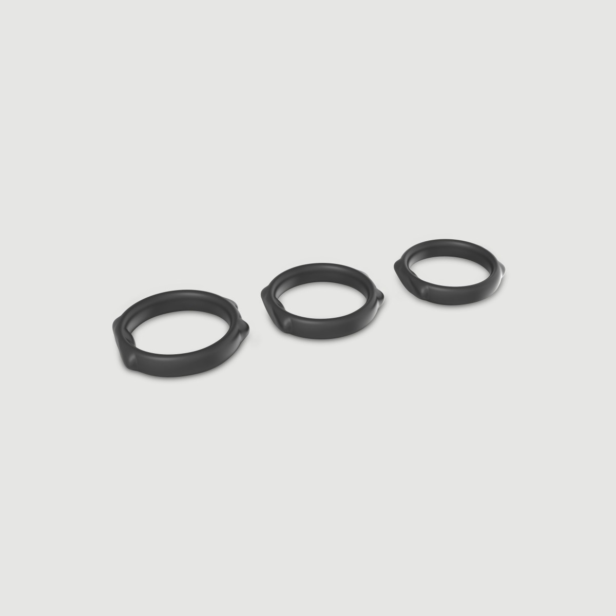 Cat Ears 3 Silicone Cock Ring Set - Black by Sexopolis